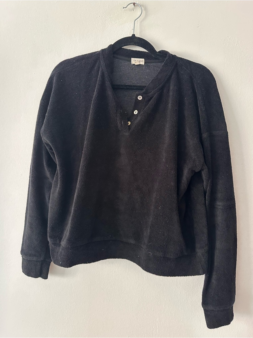 Donni. Terry Henley sweatshirt black size small